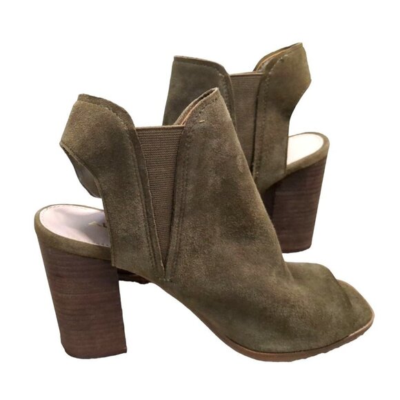 Aldo Ankle Boot Bootie Womens 9 Green Peep Toe Heel Sandal  Suede - Picture 3 of 10